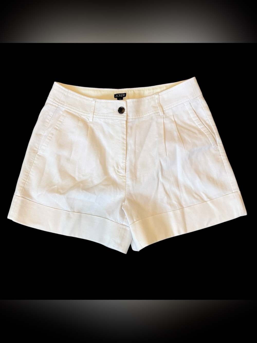 J.Crew Remi Short Pleated Stretch Linen Blend Cuffed Shorts White BP279 Size 8 - Picture 4 of 7